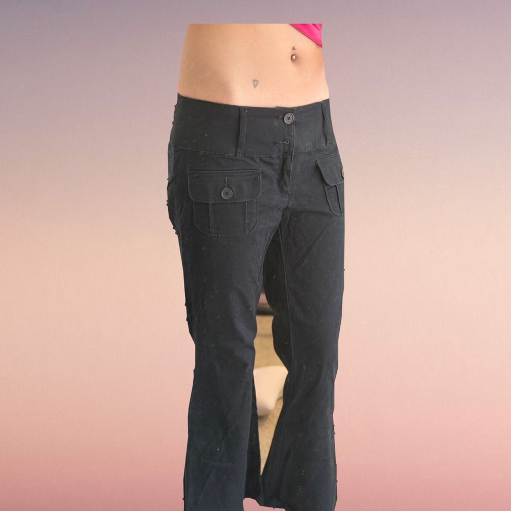 wild fable Black Low-Waist Button Front Pants
